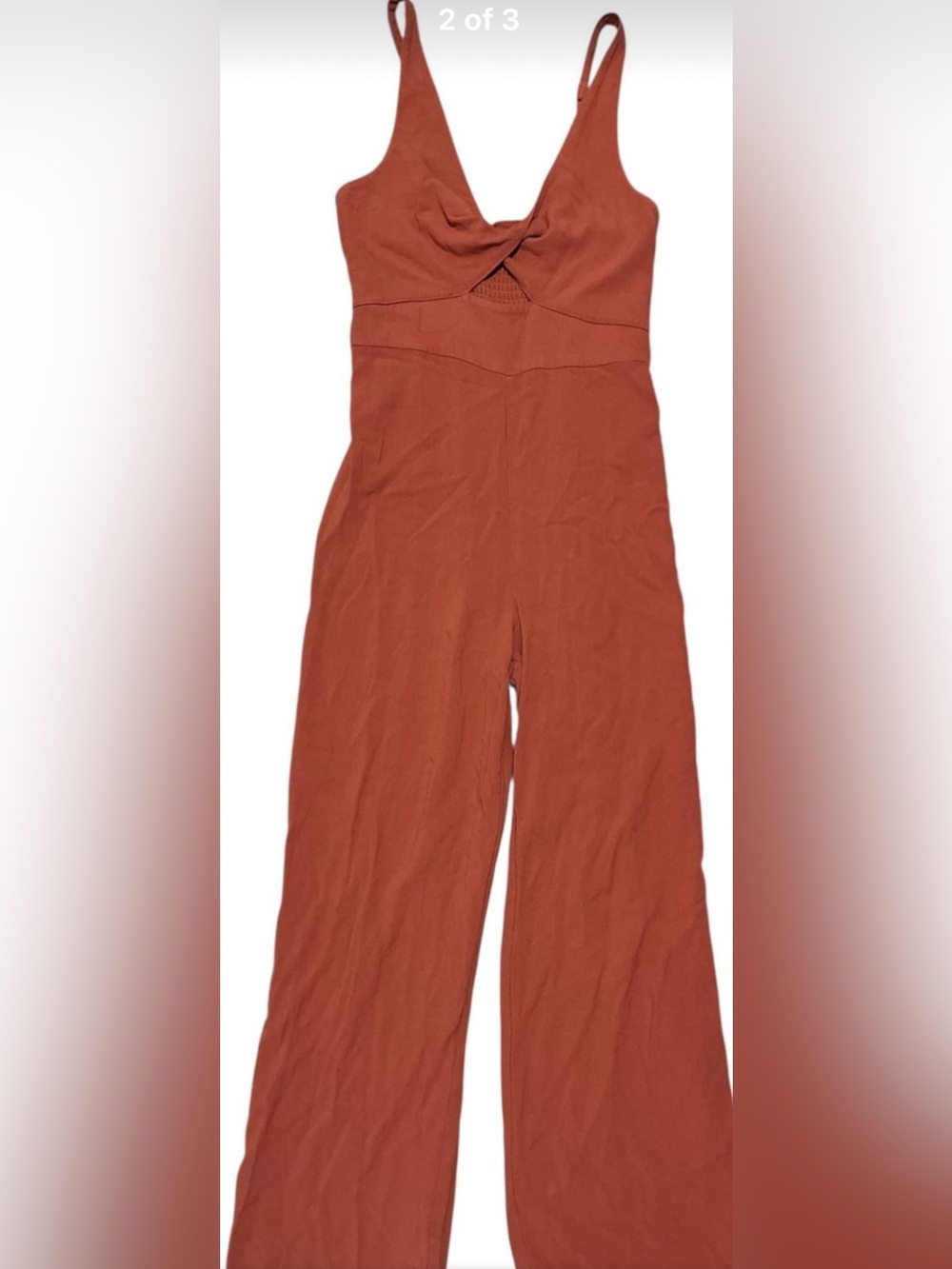 Abercrombie & Fitch Rust-Brown Sleeveless Wide-Leg Jumpsuit